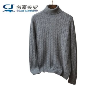 Autumn Winter Men’s 100% Cashmere Sweater Long Sleeve Turtleneck Thick Warm Woolen Sweater Soft Comfortable High-end Men’s Wear