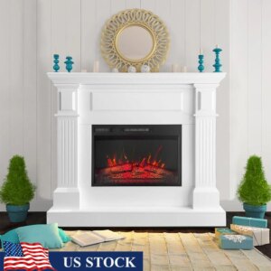 43 Inch Electric Fireplace Freestanding Heater Timer Remote Control LED Flame Safe Portable Home Decor Indoor Heating