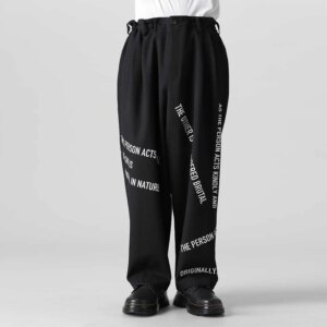 YOJI OOAK Original Design Black Letter Slogan Printed Casual Pants Loose Straight Tube Design Sense Pants Men