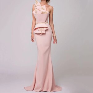 High-end Pink Evening Party Dresses Sleeveless Strapless Floor Length Slim Fit Mermaid Designer Women Banquet Prom Gowns