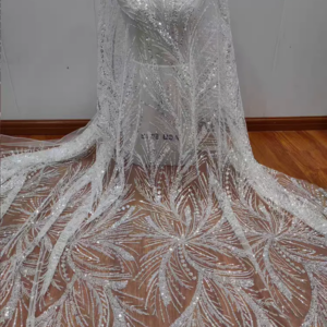 High-quality Silver Sequin and Bead Vine Chain Strap Soft Lace Wedding Dress Women Tulle Dress Lace