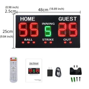 Professional Baseball Game Electronic Score Board Remote Control LED Referee Timing Scoring Keeper Softball Digital Scoreboard