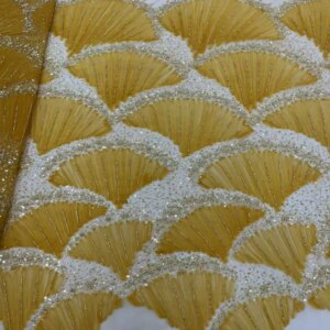 Latest Austria Elegant Superior Quality Luxurious Soft mesh Lace With Lots Beads fabric For Wedding Evening Dress TS2886