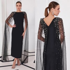 Customized Evening Jersey Beading Sequined Valentine’s Day A-line O-Neck Bespoke Occasion Gown Midi Dresses