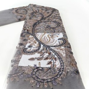 2024 New African Nigerian Exquisite Sequins Beadsd Lace Fabric High Quality French Bride Party Wedding Embyoiderg Sewing Dress