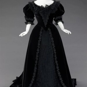 Medieval Gothic Steampunk Black Mourning Bustle Duchess Dress Renaissance Woman’s Victorian Elegant Prom Gown