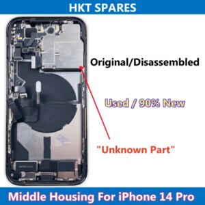 90% New, Original Disassembled Middle Housing For iPhone 14 Pro, Rear Camera, Back Glass With NFC Wireless Charging Flex, Used
