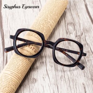 Retro Square Frame Round Frame High-End Glasses Plate Material Can Be Equipped with Prescription Lenses for Men’s Lighting Frames for Home Use