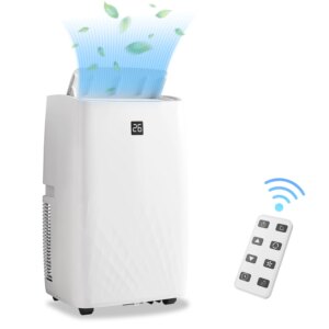 14,000 BTU Portable Air Conditioner – Smart Control Quiet 48dB 3-Speed Fan Dehumidifier 24-Hour Timer for 750 Sq. Ft.