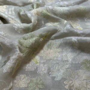 Silk Floss Organza Jacquard 20momme132 Width Fabric New Chinese Wedding Dress Translucent Bed Cover Cloth