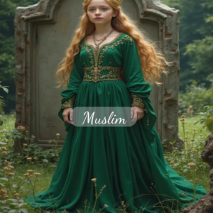 Victorian Green Flower Girls Dress With Gold Lace Long Sleeve Elf Girls Pageant Dress Moroccan Dubai Arabic Birthday Party Gowns