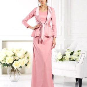 Pink Mother Of The Bride Dresses Sheath Chiffon With Jacket Plus Size Long Groom Mother Dresses For Wedding Customized