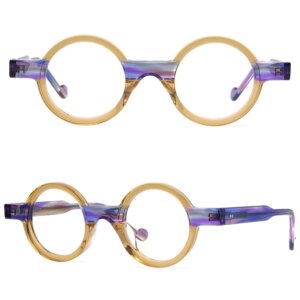 High-grade retro round frame eyeglasses frames men’s popular fashion can be matched with the degree of multi-color splicing fram