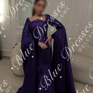 Customized  Mermaid Long Sleeves Prom Dresses Strapless Ankle Length Pleated Beadings Party Dresses Evening Dresses