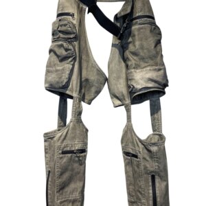 Avant-Garde Style Wasteland Techwear Hollow Asymmetrical Cotton Dyed Old Overalls For men’s Fashion