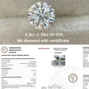 Ruif 0.5ct-0.55ct D VS-VVS Lab Grown Diamond HPHT Gemstone With IGI Certificate for Fine Jewelry Making