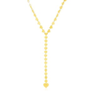 14k Yellow Gold Mirrored Heart Chain L Necklace