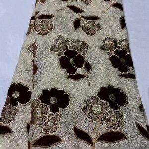 2025 Fashion French Embroidery Velvet Lace Fabric African Nigerian Sequin Lace Fabric For Wedding Dress