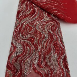 New High-End Luxury French Embroidery Heavy Groom Lace Fabric African Nigerian With Sequins Fabric For Wedding
