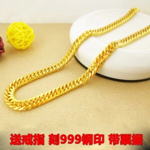 24k Necklace for Men and Women Horse Whip Thailand Tank Boss 999 Color Real Gold Plated 18k Chain Does Not Fade for Women’s Gifs