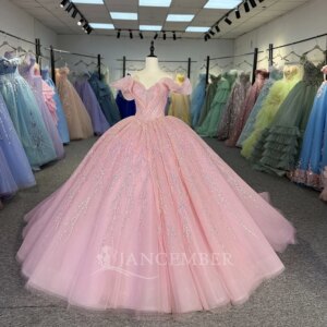 Off The Shoulder Ball Gown Quinceanera Dress Birthday Prom Dresses For Girl Lace Up Back Customized vestidos de 15 quinceañera