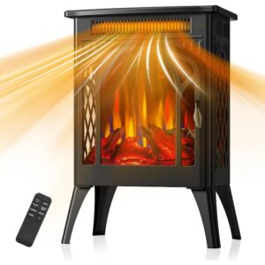 COWSAR Electric Fireplaces, 1500W Infrared Electric Stove Heater, Efficient Heating, 3D Realistic Flame, Remote Control, 8H Time