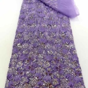 2025 Latest African 3D Floral Lace Fabric French Sequin Tulle Lace Fabric Embroidery Applique Nigerian Beaded Fabric Sewn 5Yards