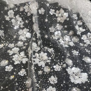 New Sequin Bead Embroidery Suitable For Wedding Dresses Lace Fabric, Custom Women’s Dresses Fabric