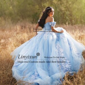 Princess Flower Applique Quinceanera Dress Off Shoulder Sweetheart Sweet 16 Birthday Ball Gowns Customized vestido de debutante