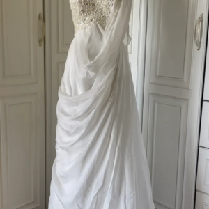 Shiny Rhinestone Applique Evening Dresses Gorgeous Tulle One Shoulder Host Luxury White Wedding Bride Party Prom Gowns