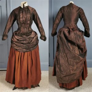 1870s Historical Victorian Bustle Daily Duchess Dress Retro Masquerade Theater Ball Gown