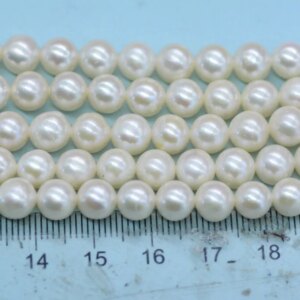 7-8MM AAA+AA 5PCS full strand. Ivory natural freshwater pearl loose beads. Near round pearl 15″