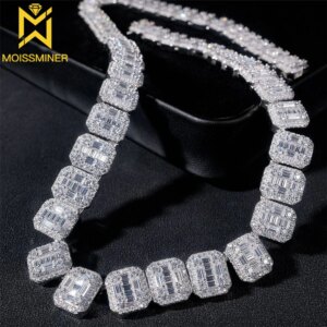 20mm Moissanite Cuban Link Chain Necklaces S925 Silver Real Diamonds Choker for Women Men Pass Tester Free Shipping