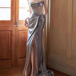 New Banquet Style Strapless Heavy Fish Tail Sequin Dress