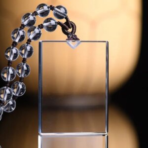 Customizable Natural White Crystal Pendant Necklace for Men and Women Auspicious Amulet Engraved with Peace and Safety