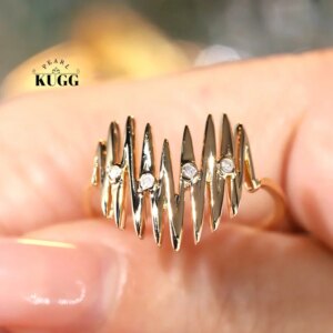 KUGG 100% 18K Yellow Gold Rings Fashion Heart Shape INS Style Real Natural Diamond Engagement Ring for Women High Party Jewelry