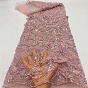 Luxury French Tulle Lace Fabrics 2024 High Quality 3D Flowers African Nigerian Sequins Lace Lace For Women Wedding Party Dresses