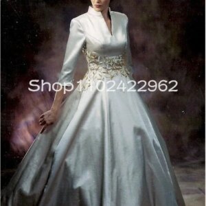 Customized3/4 Long Sleeve Formal Ball Gown for Mother of The Bride Dress Embroidery Lace Stain V-neck Mother Occasion Prom Dress