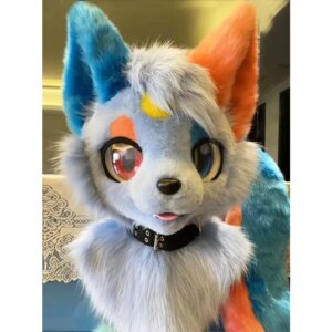Long Fur Husky Fox Mascot Head Fursuit Party Halloween Fur Cosplay
