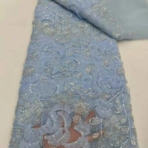 2025 Luxury Beads Mesh Embroidery Sequins Lace Fabric For Bridal Wedding Dress 5yards