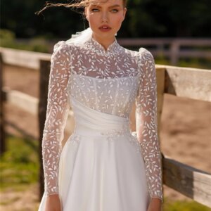 Elegant Long-Sleeved Bridal Dress 2025 Glamorous Customized Wedding Dress Classic Appliquéd Floor-length Dress Vestidos De Novia