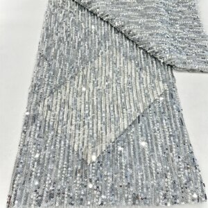 African Sequins Beaded Lace Fabric 2025 High Quality Sequence Embroidery French Nigerian Lace Fabric for Wedding Dress Sewing