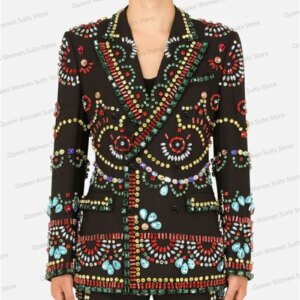 Colorful Crystals Men Suit Blazer 1-Piece Jacket Wedding Tuxedo Double Breasted Custom Wedding Party Coat Outfit Custom Made