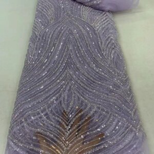 Luxury African Sequins Beaded Lace Fabric 2024 High Quality Groom Nigerian Wedding Bridal Embroidery French Tulle Sewing