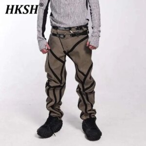 HKSH Waste Soil Stylish Contrast Color Pressure Adhesive Technology Deconstructes Cargo Pants Avant Garde Chic Men’s Punk HK3353