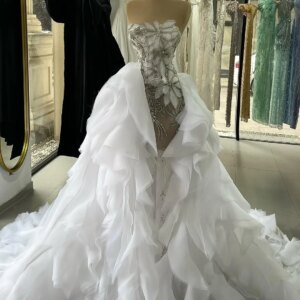 Customized Luxury Bride Romantic Sweetheart Gown With Detachable Ruffles Skirt Mermaid Bride Dress