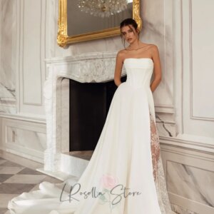 LRosella Elegant Two Pieces High Neck Lace 2025 Cloak Bridal Gown Court Train Customized Straight Wedding Dresses