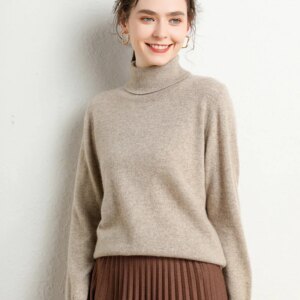 High Quality Autumn and Winter New Sweater Women’s Lapel Warm Long Sleeves Bottoming Shirt Fit Inner Wear outside Woolen