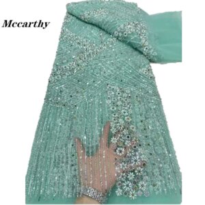 African Sequins Beads Lace Fabric 2024 High Quality Luxury Embroidery Nigerian French Lace Fabric For Sewing Wedding Party DP85T