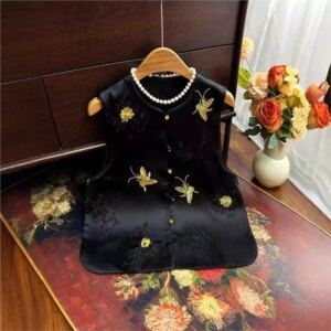 Satin embroidered waistcoat clip light luxury women outside with Chinese style vest small